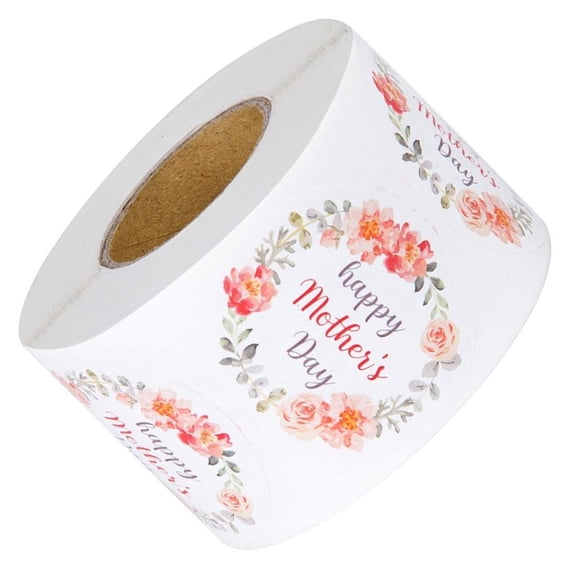 Rvaymup 500Pcs Happy Mother's Day Sticker with Sweet Floral Wreath Design for Gift Wrapping and Card Decoration Adhesive Labels