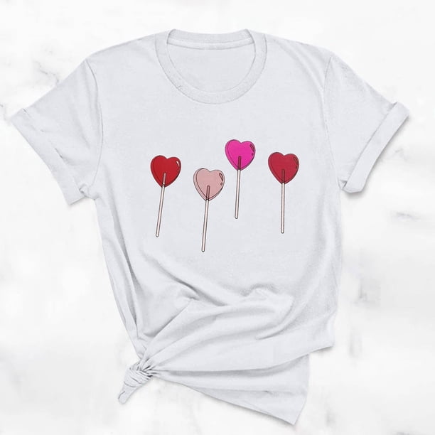 Fiudx Ropa de Mujer Tops con Estampado de Moda para Mujer, Blusa de Manga Corta, Camisetas Divertidas con Cuello Redondo