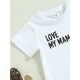 thumbnail image 4 of Kids Boys Girls Short Sleeve Round Neck Letters Print Tops Drawstring Jogger Pants Casual Outfits, 4 of 7