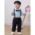 thumbnail image 2 of WESIDOM Toddler Boy Clothes 4pcs Romper Formal Outfits Suspender Pant Beret Hat Cotton Fabric, 2 of 11