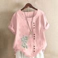 thumbnail image 3 of Túnica de Manga Corta Tops para las Mujeres Océano Pescado Impreso Blusa, Ropa Casual Ver Botón Arriba Camiseta, 3 of 4
