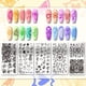 thumbnail image 3 of Juego de 5 placas para estampar uñas con diseños de plantas, flores, hojas, frutas y corazones. Plantillas mixtas de acero inoxidable para decoración de uñas., 3 of 7