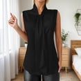 thumbnail image 2 of GPOECD Sleeveless Blouses for Women Elegant Satin Camisole with Bow Tie Detail V Neck Casual Tank Top Womens Tops Black,XL, 2 of 4