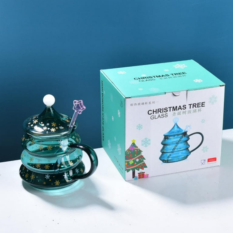 10 Oz (300 ML) Christmas Tree Shaped Insulated Glass Cups Glass Coffee Mug  with Lid and Handle Coffee Tea Glass Mugs - China Glass Mug and Christmas  Mug price