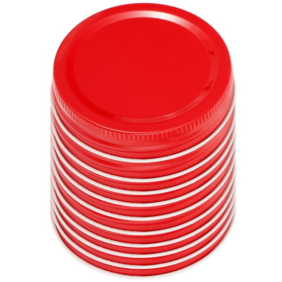 HOMEMAXS  12 Pcs Mason Jar Lids for Jars Wide Mouth Reusable Refrigerator with Can Red