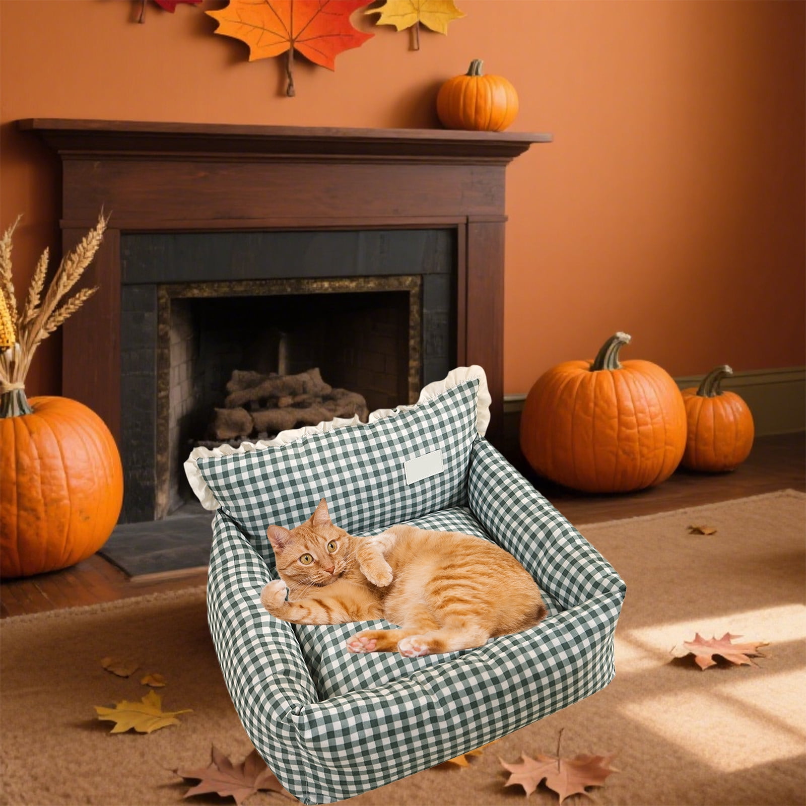 Jubipavy Pet Bed Cats Bed Cute Cats Bed Soft Plaid Sleeping Bed Portable Cats Sleeping Supplies Washable Pet Warm Bed Suitable For Small And Medium Sized Pet