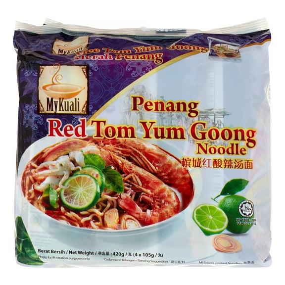 Mykuali Penang Red Tom Yum Goong Noodle, 3.7 Oz, 4 Count