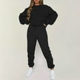thumbnail image 2 of felwors Women's Crew Neck Sweatshirt and Jogger Pants 2-Piece Tracksuit Set for Casual & Active Wear Black, L, 2 of 5