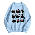 thumbnail image 4 of AWZXDE Women's Round Neck Long Sleeve Small Cat Cartoon Pattern Design Solid Color Casual Pullover Sweatshirt for Jeans pairing Comfort Light Blue,L, 4 of 4