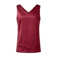 thumbnail image 6 of AKEGAMN Women's Silk Satin V-Neck Sleeveless Camisole Blouse, Red S-XXL, 6 of 8
