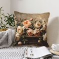 thumbnail image 6 of Fotbe Vintage Peonies Rustic Charm Pattern Velvet Decorative Throw Pillow Covers with Elegant Piping, Soft Plush Cushion Cover for Sofa, Bed, Car, Office-16"x16", 6 of 8