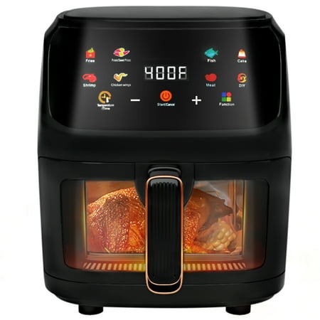 Bluebow Air Fryer 7.5QT  Large 8-in-1 Digital Touchscreen  Visible Window  1700W  New  Black