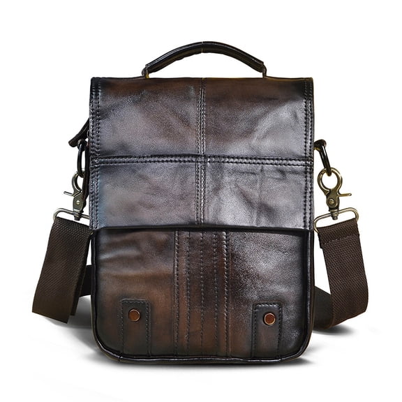 Imported Crazy Horse Leather Leather Foreign Trade Europe And America Retro Men's 8-Inch Summer Travel Outdoor Shoulder Diagonal Bag 152,Wine Red