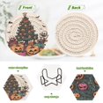 thumbnail image 4 of Yayeee 6 PCS Drink Coasters with Holder Set Woven Absorbent Round Tabletop Hot Pad, Orange Halloween Trees, 4 of 7