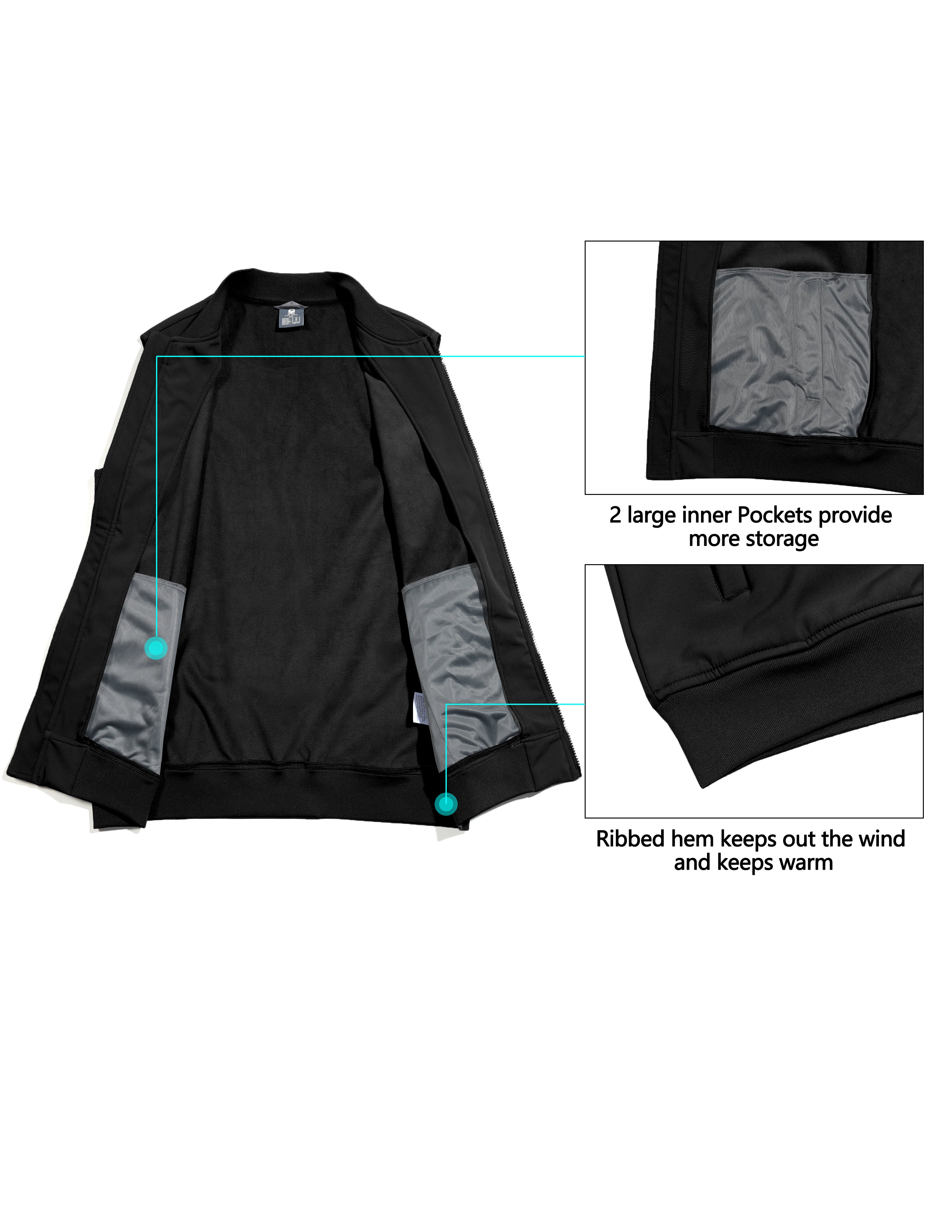 Little Donkey Andy Men’s Lightweight Softshell Vest Golf Outdoor Sleeveless Jacket Waterproof Windproof Winter Warm Fleece Lined Outerwear for Running Hiking Travel Casual Black XXL