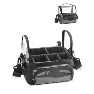 Clear Makeup Bag, TSV Large Brush Holder, Professional Makeup Artist Travel Case, Cosmetic Organizer Bag