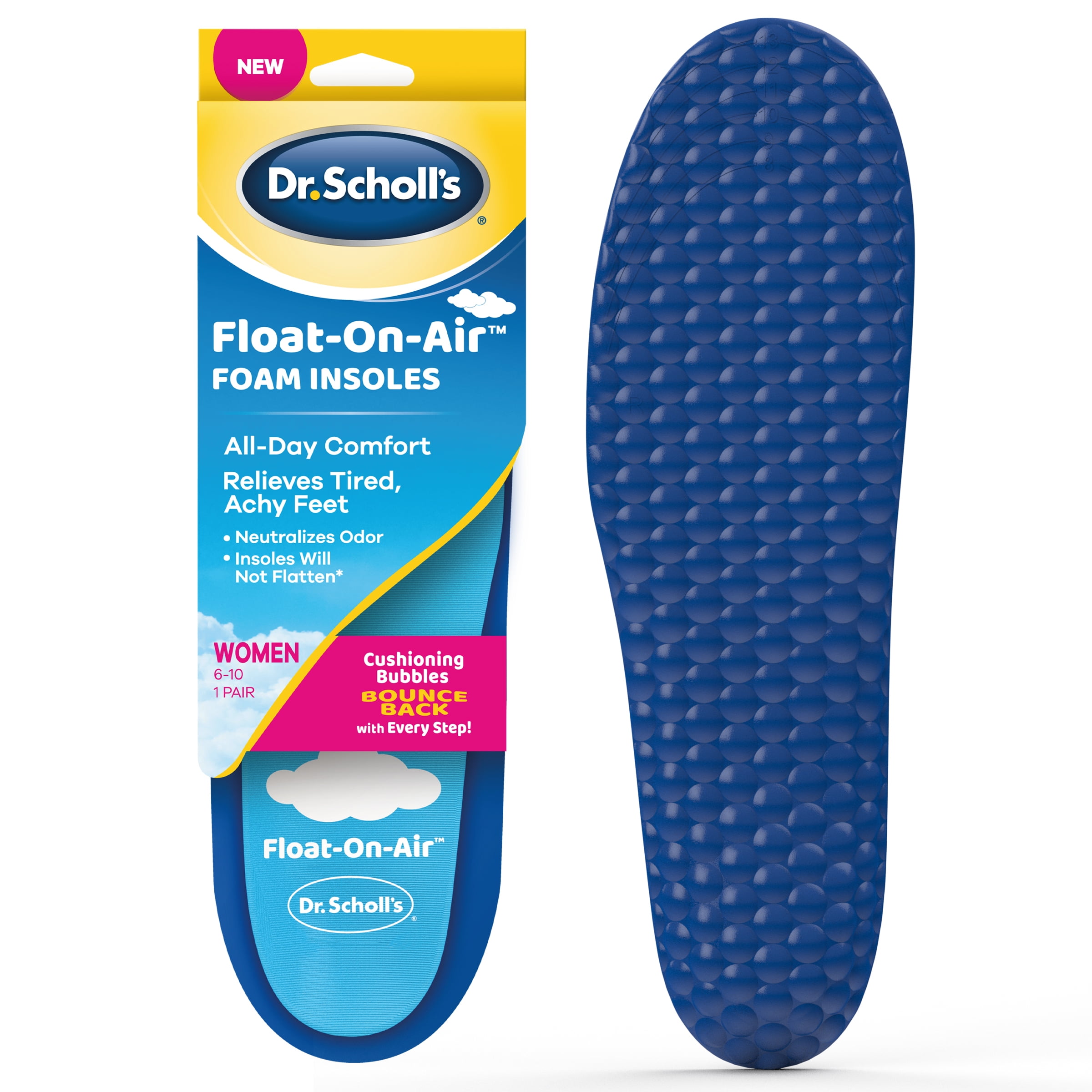 Dr. Scholl's Float On Air Insoles for Relieve Tired Achy Feet, Women's 6-10, 1 Pair