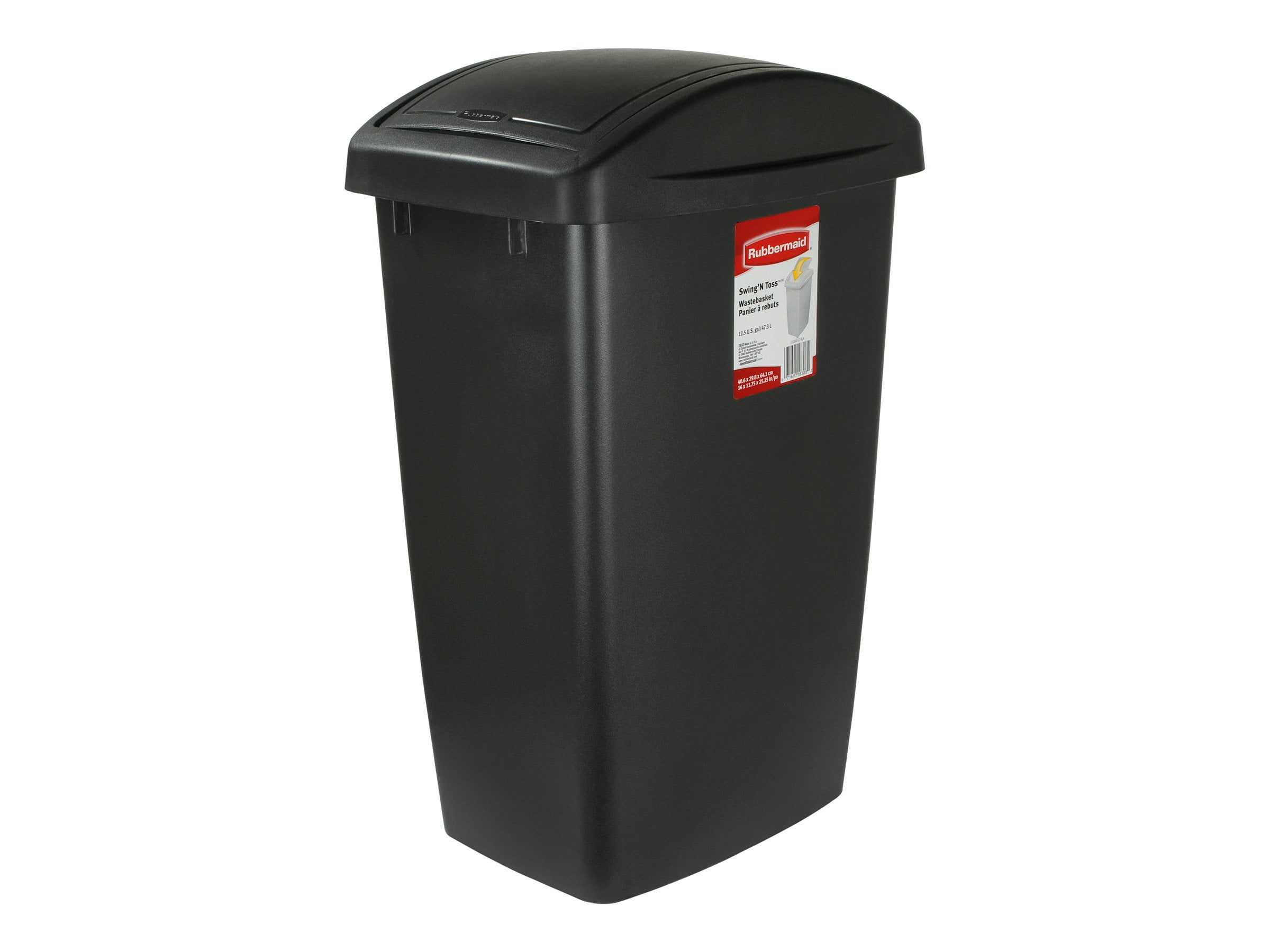 Black Swing Top Wastebasket Kitchen Garbage Bin Can Black Details about   12.5 Gal 