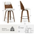 thumbnail image 4 of 26" Swivel Counter Height Bar Stools Set of 4 with Backs, Mid Century for Kitchen Island, White, 4 of 6