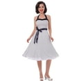 thumbnail image 5 of IBTOM CASTLE Women's Vintage Polka Dot Dress 1950s Halter Retro Cocktail Prom Dress Rockabilly Wedding 50's 60's Party Dress S White, 5 of 8