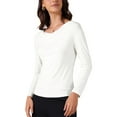 thumbnail image 4 of INSPIRE CHIC Women's Cowl Neck Long Sleeves Fitted Layering Top Soft T-Shirt XL White, 4 of 6