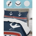 thumbnail image 4 of Quilts Twin Size, Navy Blue Anchor Soft Comforter Bedding Set for Bed, Nautical Ocean Retro Striped Geometric Lightweight Quilted Bedspread with Pillow Cover(2 Pieces) for All Season, 68x86 Inch, 4 of 6