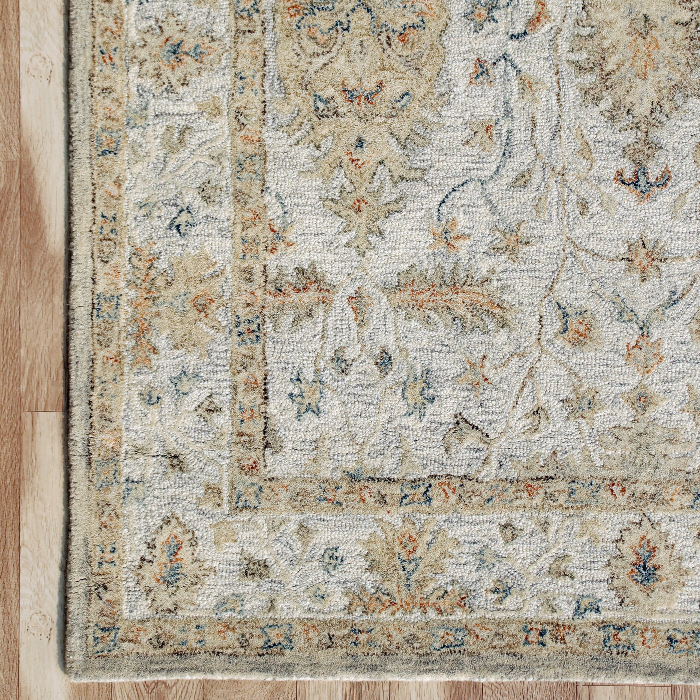 Laddha Home Designs 2' x 3' Hand Tufted Abstract Floral Wool Area Throw Rug - Silver and Brown