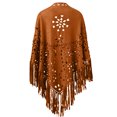 thumbnail image 3 of Sokhug Womens Winter One-Tone Suede Shawl Cloak With Hollow Fringe Warm Cold Weather Scarf Accessory, 3 of 3
