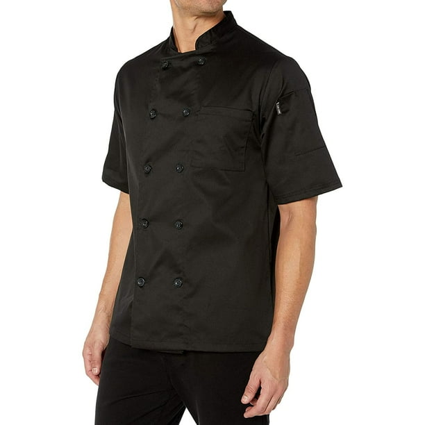 chef code basic short sleeve chef coat with pearl buttons, chef jacket
