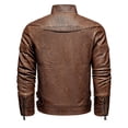 thumbnail image 5 of Men's Thick Vintage PU Leather Jacket, Youth Stand Collar Motorcycle Coat, Retro Style, Casual Wear, All Seasons, 5 of 9