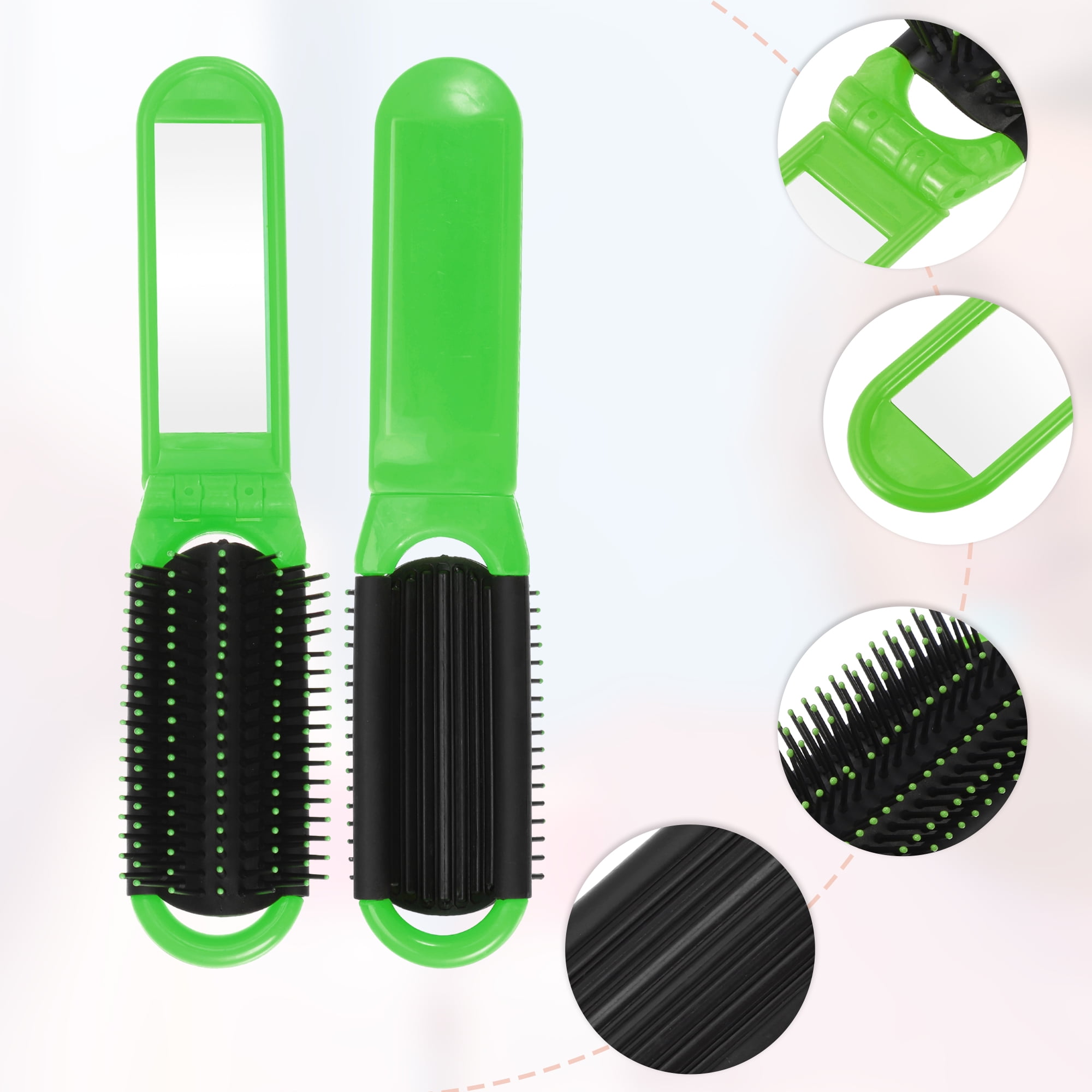 Unique Bargains 1Pc Portable Foldable Mirror Comb Green
