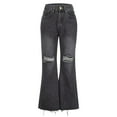 thumbnail image 7 of VSSSJ Womens Ripped Flared Denim Pants High Waisted Comfy Fashion Washed Hole Skinny Jeans Button Zipper Bell Bottom Trendy Full Length Y2K Denim Pants Dark Gray M, 7 of 7