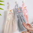 thumbnail image 3 of Hangable Hand Towel Cute Piglet Embroidery Absorbent Coral Fleece Hand Cloth Kitchen Hand Wipe Hand Wipe Piglet  Towel Pink, 3 of 8