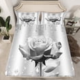 thumbnail image 2 of Castle Fairy Floral Rose 4 Pieces Queen Sheet Sets,Sparkling Crystal Ultra Soft Flat Sheet,Bling Splash Sequin Queen Fitted Sheet,Microfiber Girls Bedroom Decor, 2 of 7