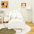 thumbnail image 2 of Twin size Upholstered Rabbit-Shape Princess Bed ,Twin Size Platform Bed with Headboard and Footboard,White, 2 of 12