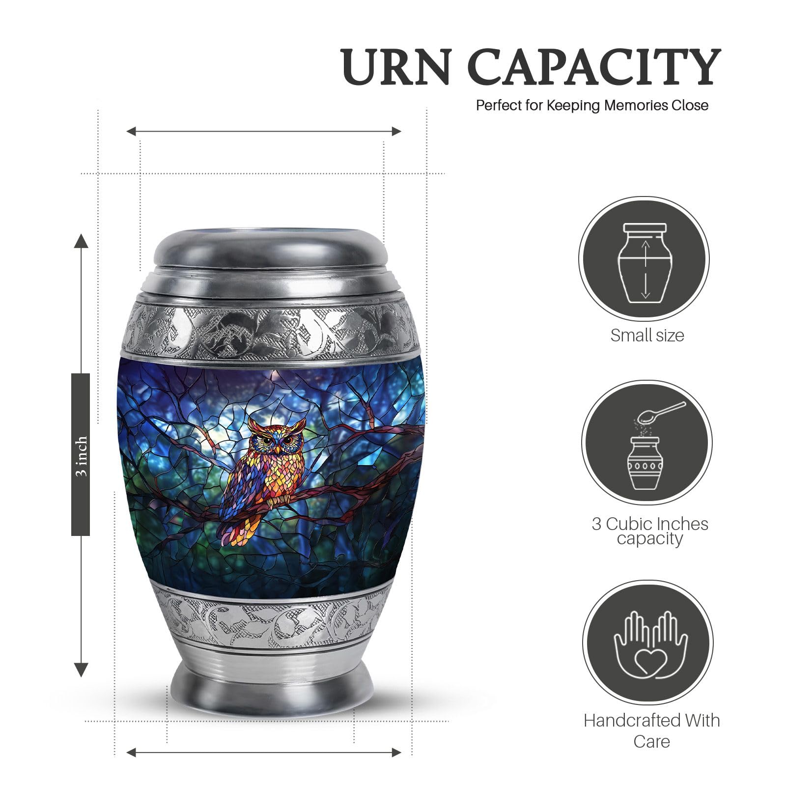 KARYLIZ Owl Decorative Urns for Human Ashes – Combo of 5 with Blue Large 10 Inch Memorial Urn for Men & 4 Tiny Cremation Urns for Women – Funeral Ash Set for Adult Male, Dad & Father Tribute