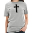 thumbnail image 3 of Big Size Cross Symbol Graphic Design Unisex Short Sleeve Cotton Jersey T-Shirt - Heather Grey XL, 3 of 4