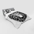 thumbnail image 3 of Ambesonne Indie Bedding Set 3 Pcs, Wild Hipster Lion Glasses, Twin XL, Black and White, 3 of 3
