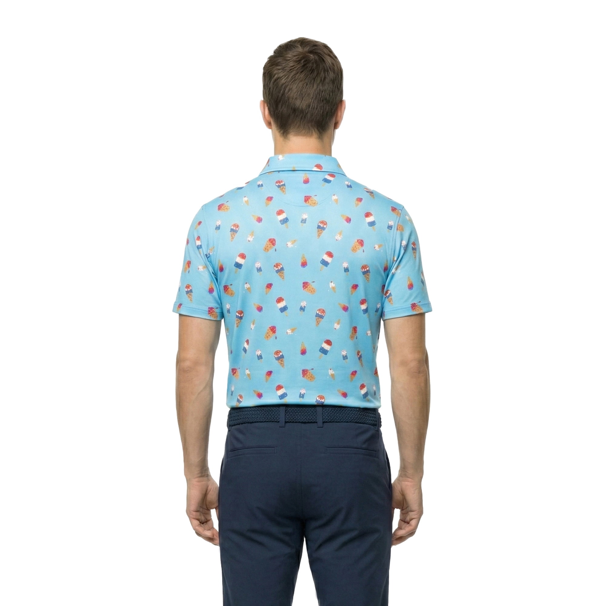 Birdie Bound Men's and Big & Tall Men's Ice Cream Drip Print Polo Shirt, Sizes XS-4XLT