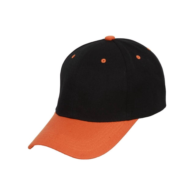 Two-Tone Adjustable Baseball Cap, Black Orange