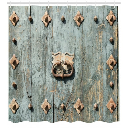 Rustic Shower Curtain European Cathedral With Rusty Old Door