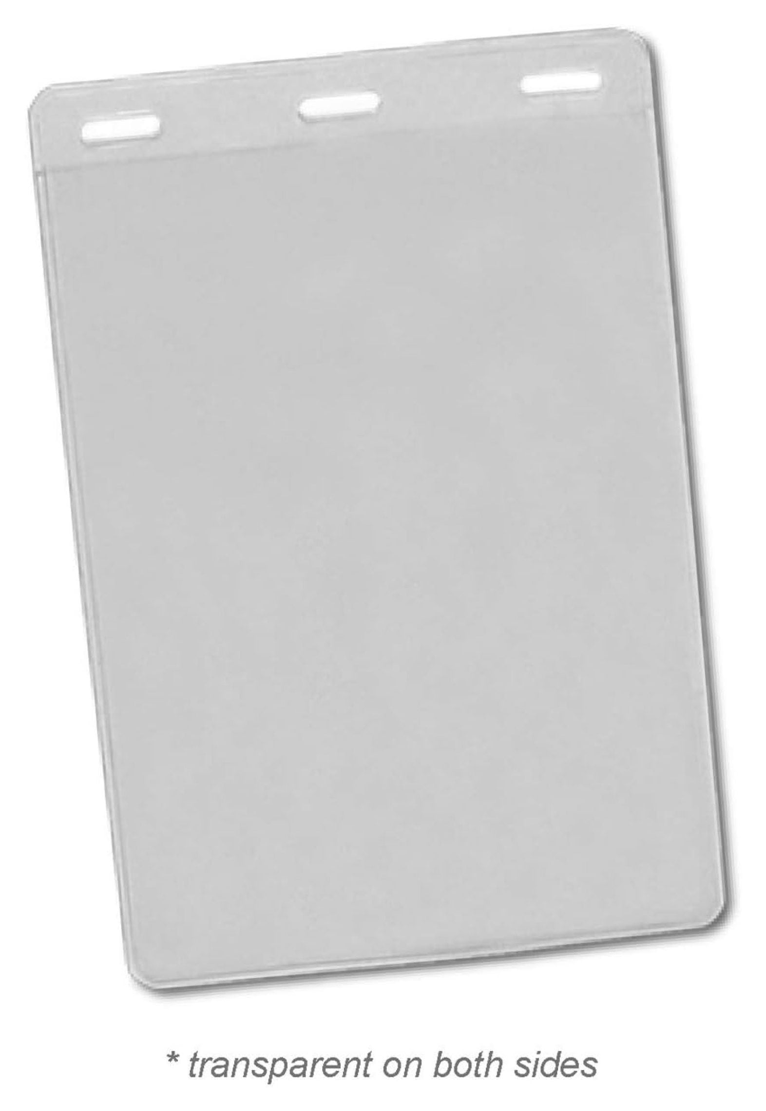 100pcs - 6" X 4" Vertical 3 Fastener Slots Clear Vinyl Ticket Holder Name Badges - fit Insert 6" H x 4" W, Transparent Clear Holder