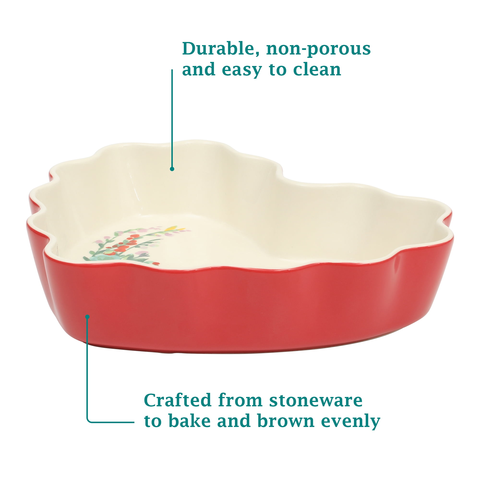 The Pioneer Woman Heart Ruffle 10-inch Red Ceramic Pie Pan