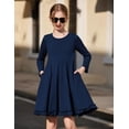 thumbnail image 5 of Arshiner Girls Dress, Long Sleeve A Line Twirly Skater Loose Casual/Party Dresses with Pocket, Summer Dresses Midi Sundress Beach Dress, 5 of 9