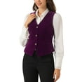 thumbnail image 4 of INSPIRE CHIC Women's Waistcoat Steampunk Velvet Christmas Sleeveless Button Down V-Neck Suit Vests L Purple, 4 of 6