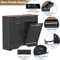 thumbnail image 4 of Double Tilt Out Trash Can Cabinet with Deodorizing Function & Charging Station, 2 x 10 Gallon Hidden Laundry Hamper Cabinet with Storage Drawers, Garbage Can Holder for Kitchen, Bathroom, Black, 4 of 16