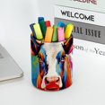 thumbnail image 5 of Imprescindible para artistas y entusiastas del maquillaje: portalápices cilíndrico y organizador de escritorio, diseño de vaca hermosa, 5 of 5