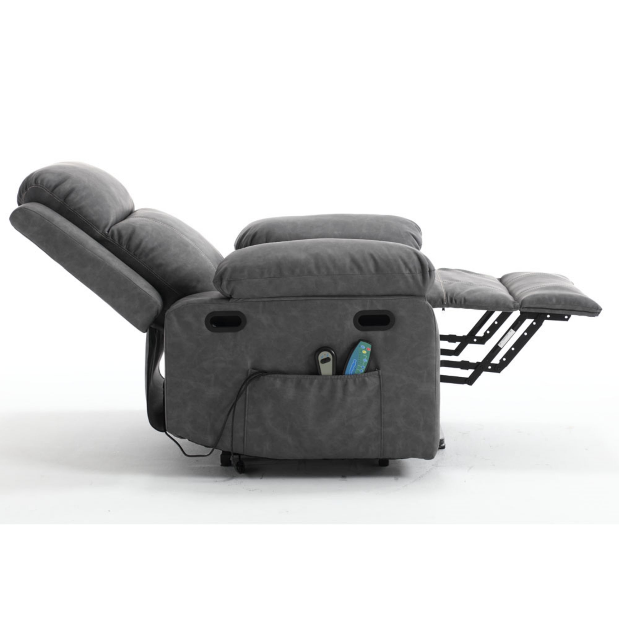 PAPROOS Recliner Chair, Electric Power Lift Recliner with Heat Therapy and Massage Function, Large Size Lift Chair with Remote and Side Pocket, Oversized Power Reclining Sofa, Gray Blue