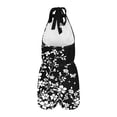 thumbnail image 4 of Lcziwo Shorts Romper for Women Summer Casual Lace Up Halter Neck Backless Overalls Cinch Waist Boho Vintage Floral Printed Pockets Jumpsuits Black,M, 4 of 7