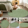 thumbnail image 6 of Grass Green 5ft Round Rug, Farmhouse Burlap Solid Green Color Modern Linen Texture Non-Skid Rubber Backing Large Area Rugs - Living Room Bedroom Home Office, Indoor Floor Mat Carpets Washable Rug, 6 of 9